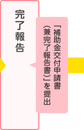 完了報告。「補助金交付申請書（兼完了報告書）」を提出。